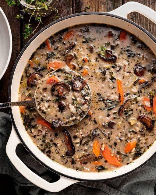 Creamy Vegan Mushroom Wild Rice Soup